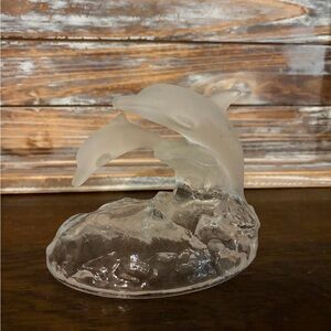 Elegant Frosted Glass Dolphin Sculpture